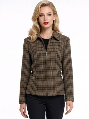 Braebrook Vintage Multicolor 100% Wool Lined Full Zip Tweed Jacket Size S